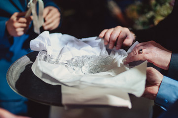 Close-up of a ketubah signing ceremony at a Jewish wedding, symbolizing cultural and spiritual traditions.
